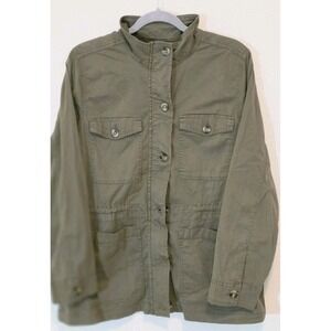 Chore Utility Shacket Olive Color  Grunge Women's XXL Coat Jacket Full Zip Pocke